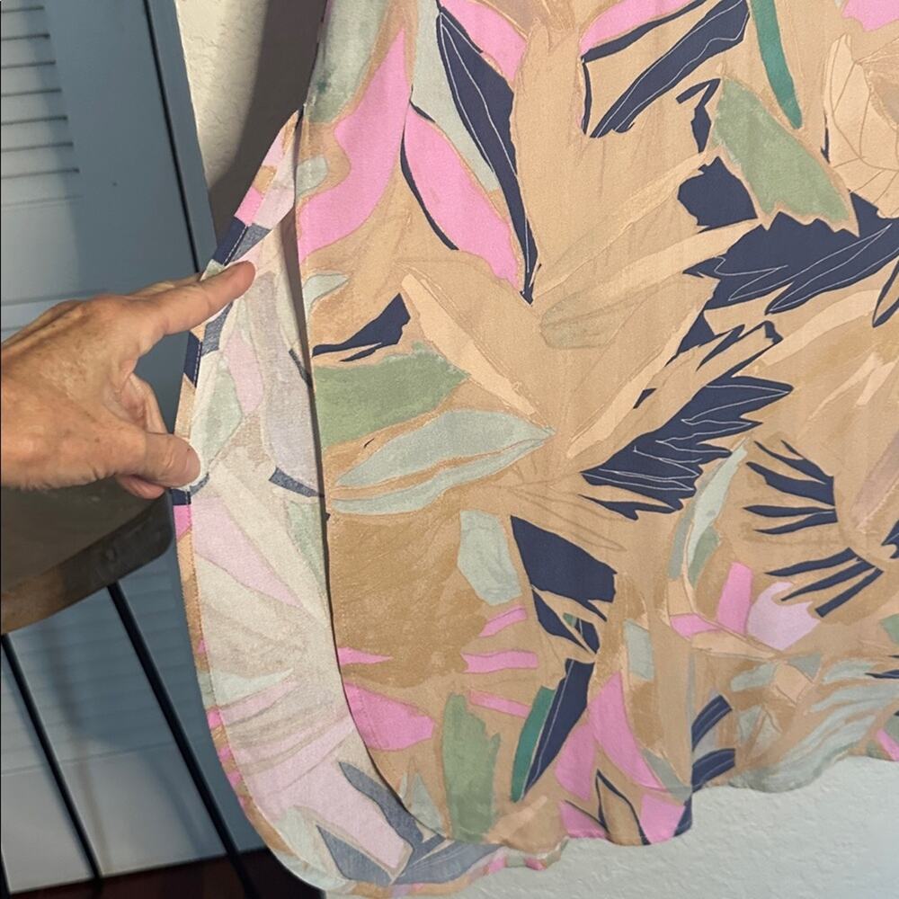 Saltwater Luxe Abstract Leaf Kimono Duster Floral Resortwear Luxury Spa Poolside - Picture 6 of 7